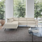 Fabric Linen Beige Left Hand Facing Reclining Corner Sofa with Storage BURGOS