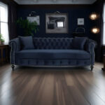 Velvet Navy Blue 3 Seater Chesterfield Sofa ASHFORD