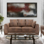 Faux Leather Suede Brown 3 Seater Sofa VERNAZZA