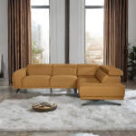 Gold Brown Mesh Fabric Corner Sofa Right Hand Facing VINCI