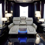 ED Florida Music Electric Recliners 3+2 Seater Leather Sofa (Black, Grey) Blutooth Speakers/LED LIGHTS/USB CHARGER