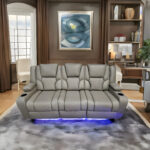 ED Orlando Electric Recliners 3+2 Seater Leather Sofa (Black, Grey) /LED LIGHTS/WIRELESS CHARGER
