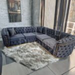 Toronto Chesterfield Sofa 3+2 Black & Gold
